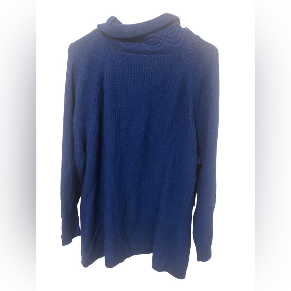 Talbots intricate cowl neck sweater royal navy blue 3X Women’s excellent cond. - Picture 6 of 10
